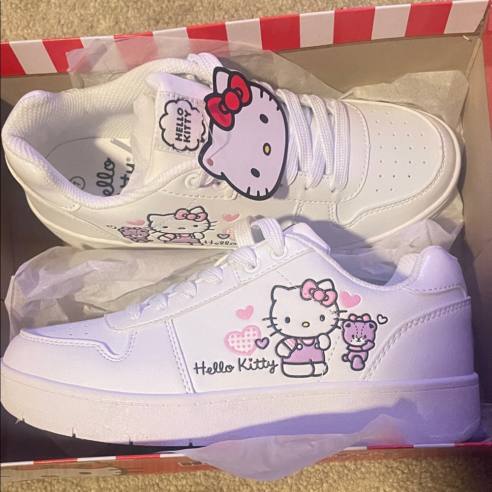 Hello Kitty and Teddy Bear Pink & White Sneakers